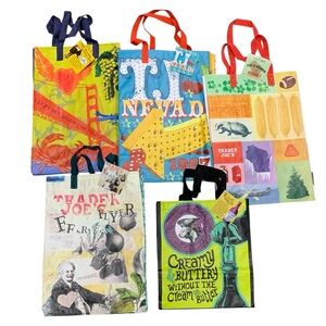 Trader Joe’s Reusable Grocery Shopping Bag 6 Gallon Capacity NWT + Beverage Tote